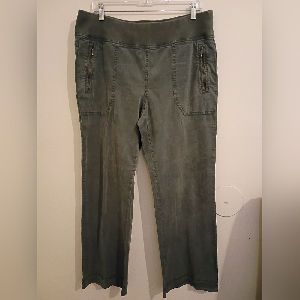 Orvis Women's Green Straight Leg Pants Tencil And Cotton Blend Sz 14